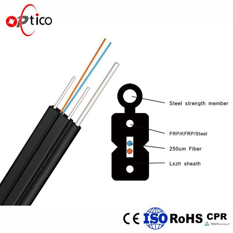 4 Core G657A Outdoor Fiber Optic FTTH Drop Cable